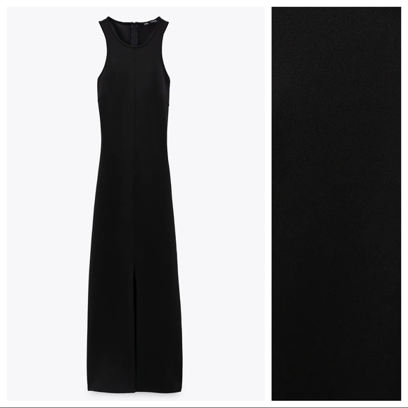 NWT. Zara Black Neoprene-effect Open Back Maxi Dress TRF. Size M. - Picture 2 of 9